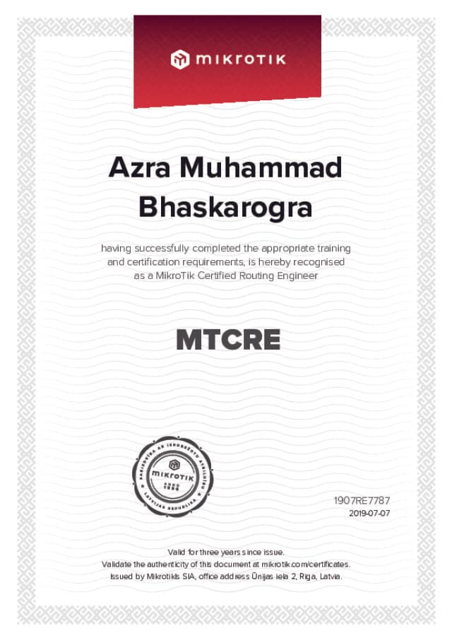 Mikrotik Certified Routing Engineer (MTCRE)
