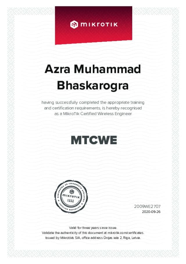 Mikrotik Certified Wireless Engineer (MTCWE)